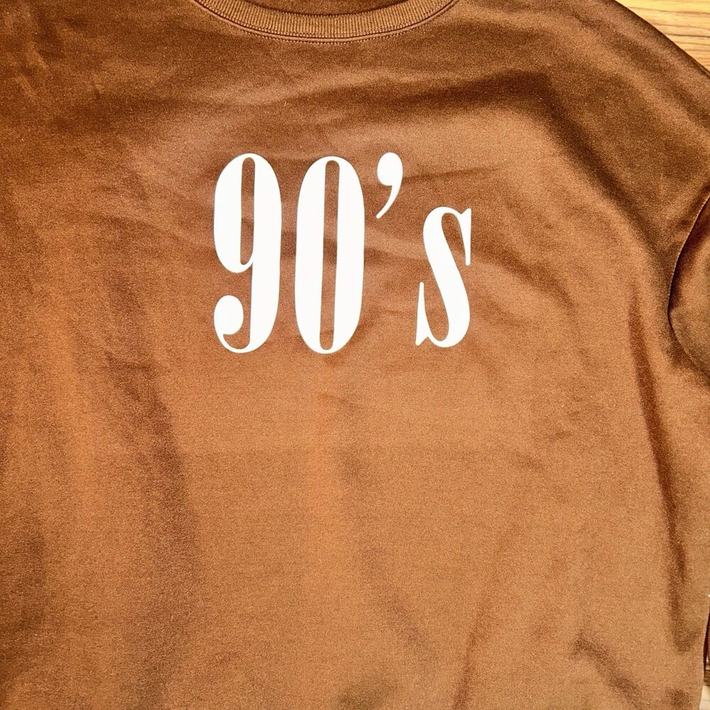SHEIN Womens L Brown 90s Graphic Sweatshirt Crewneck Pullover Casual - Picture 2 of 6